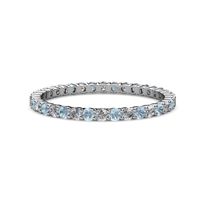 Aquamarine and Diamond Womens Eternity Ring Stackable 0.73 ctw* 14K ...