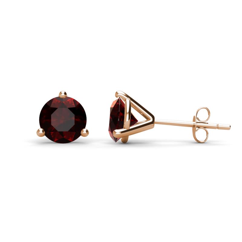 TriJewels Red Garnet Six Prong Martini Solitaire Stud Earrings 2.10 ctw in 14K Rose Gold 