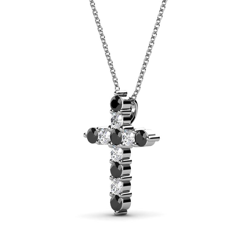 Black and White Diamond Womens Cross Pendant Necklace 0.57 ...