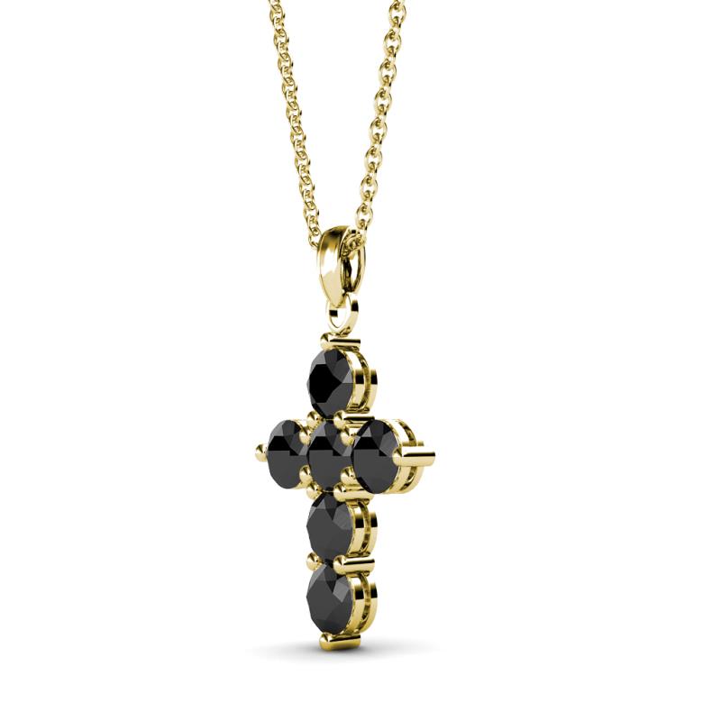 Black Diamond Womens Cross Pendant Necklace 0.95 ctw 14K Yellow Gold