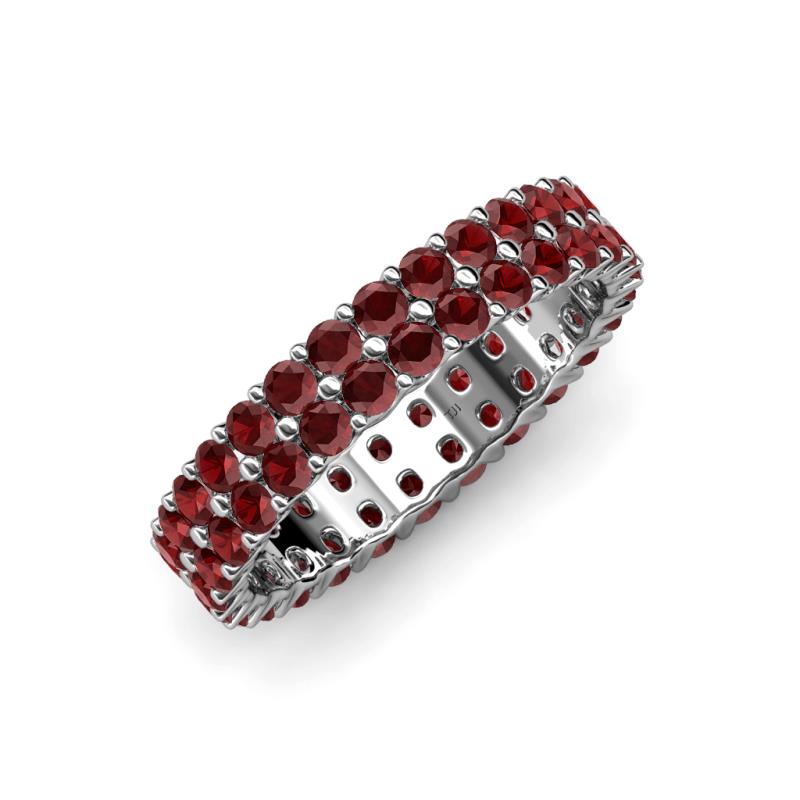 Red Garnet Double Row Womens Eternity Ring Stackable 2.13 ctw* 14K ...