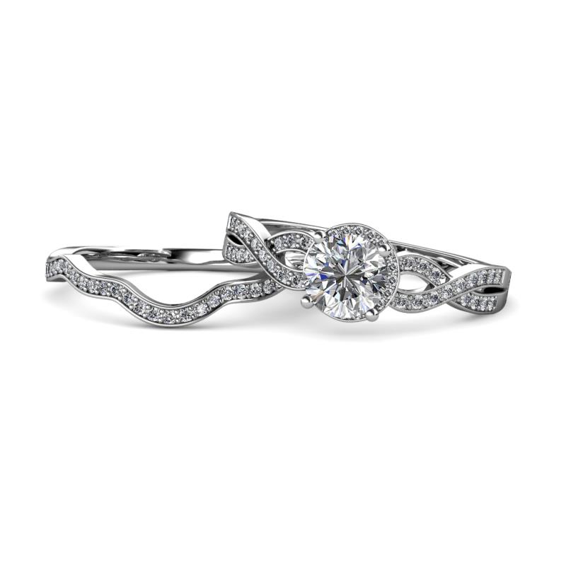 Keyara Semi Mount Halo Bridal Set Ring 