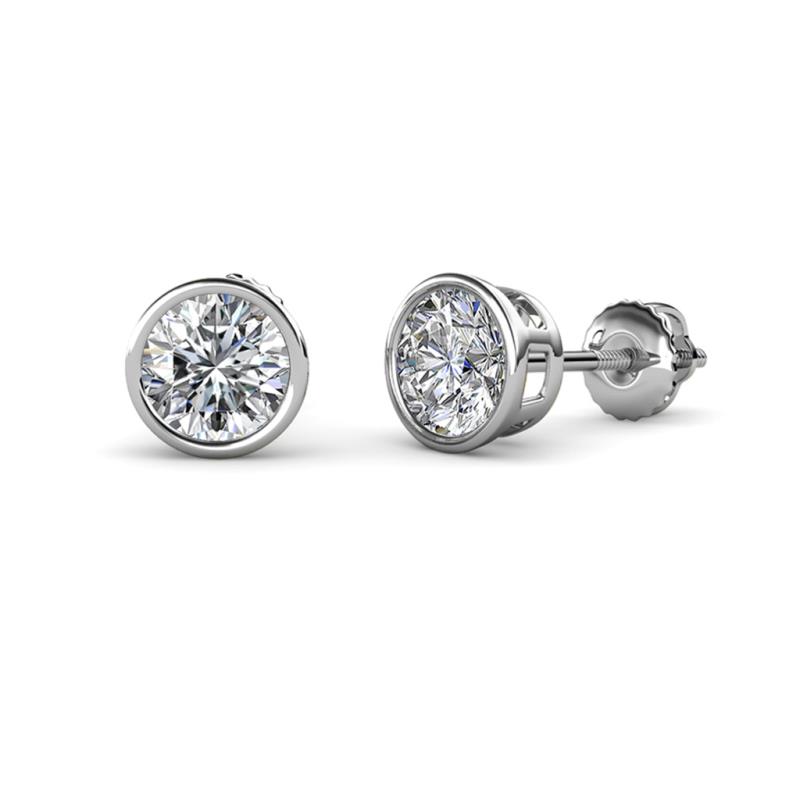 Carys Bezel Set Ear Stud Setting 14K White Gold 