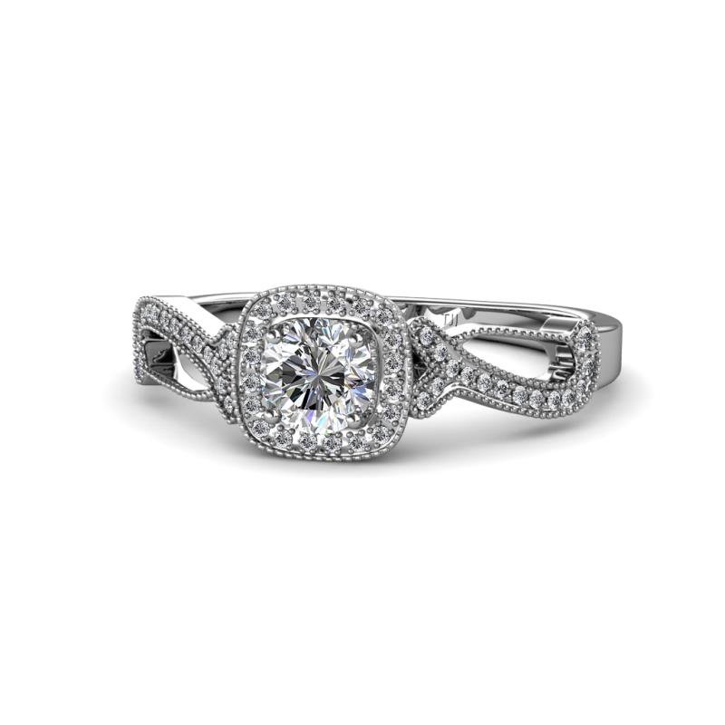 Amy Desire Semi Mount Swirl Halo Engagement Ring 