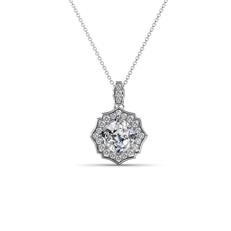 Carmel Semi Mount Round Diamond Scallop Frame Halo Pendant Necklace Setting 