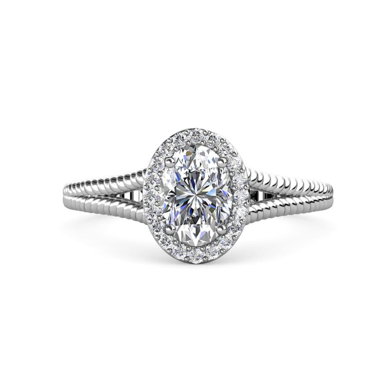 Deborah Desire Oval Shape Semi Mount Split Shank Halo Engagement Ring 