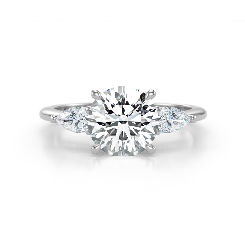 Leah Semi Mount Hidden Halo accented 0.44 ctw Lab Grown Diamond Pear and Round shape Women Engagement Ring 