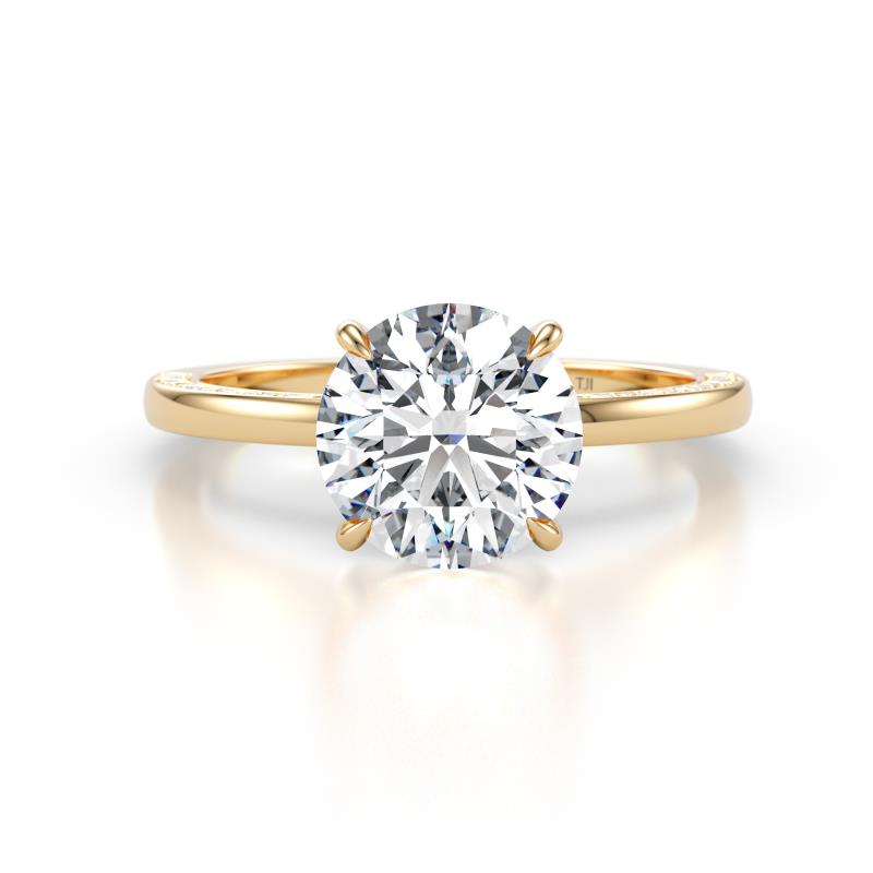 Lucia Semi Mount Hidden Halo accented 0.13 ctw Diamond Women Engagement Ring 