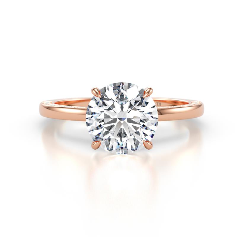 Lucia Semi Mount Hidden Halo accented 0.13 ctw Diamond Women Engagement Ring 