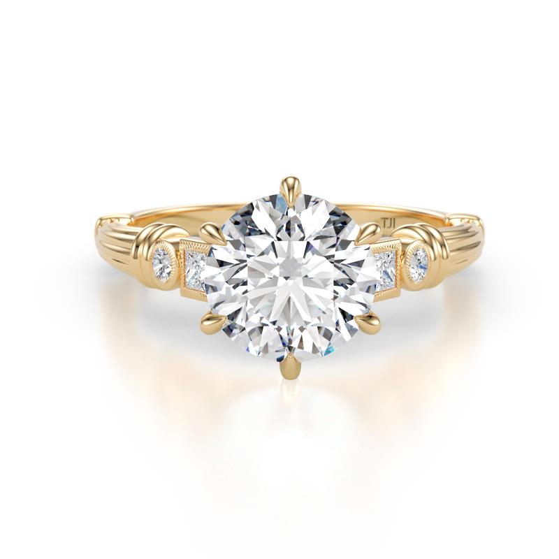 Iyana Semi Mount Solitaire Plus with accented Natural Diamonds Engagement Ring 
