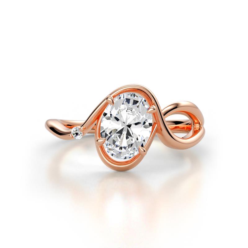 Lioren Semi Mount accented Round Lab Grown Diamond Split Shank Women Wave Solitaire Plus Engagement Ring 