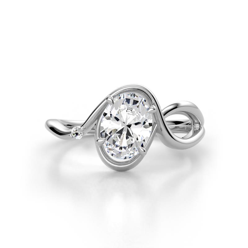 Lioren Semi Mount accented Round Lab Grown Diamond Split Shank Women Wave Solitaire Plus Engagement Ring 