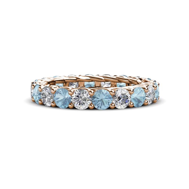 Lucida 3.80 ctw (3.80 mm) Round Aquamarine and Natural Diamond Eternity Band 