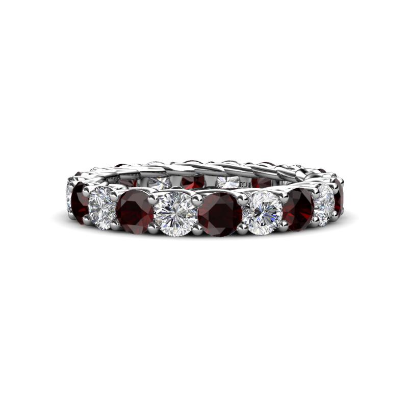 Lucida 4.31 ctw (3.80 mm) Round Red Garnet and Natural Diamond Eternity Band 