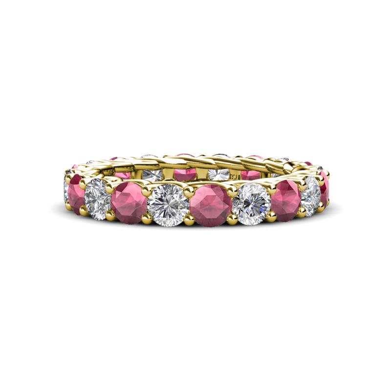 Lucida 4.31 ctw (3.80 mm) Round Rhodolite Garnet and Natural Diamond Eternity Band 