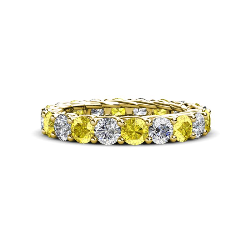 Lucida 4.10 ctw (3.80 mm) Round Yellow Sapphire and Natural Diamond Eternity Band 