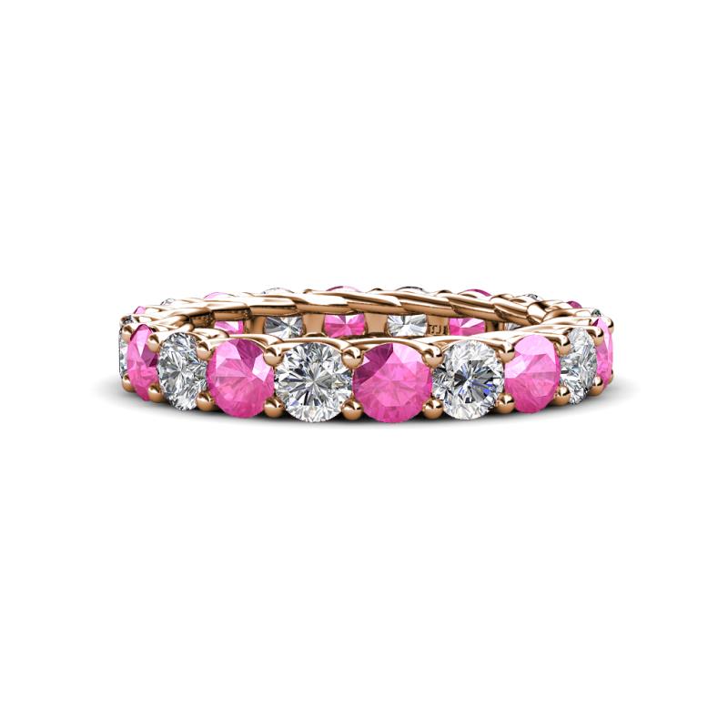 Lucida 4.10 ctw (3.80 mm) Round Pink Sapphire and Natural Diamond Eternity Band 