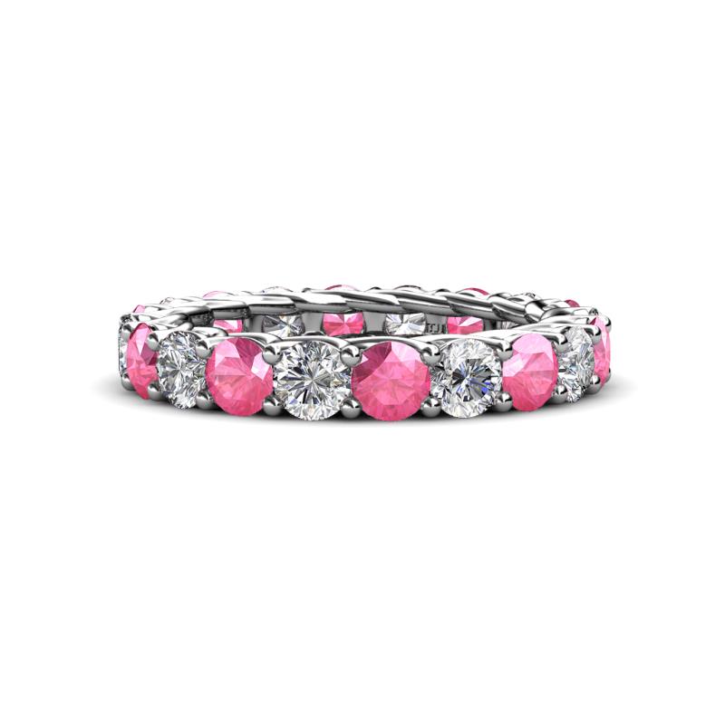 Lucida 3.80 ctw (3.80 mm) Round Pink Tourmaline and Natural Diamond Eternity Band 