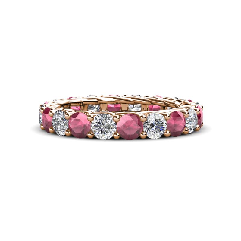 Lucida 4.31 ctw (3.80 mm) Round Rhodolite Garnet and Natural Diamond Eternity Band 