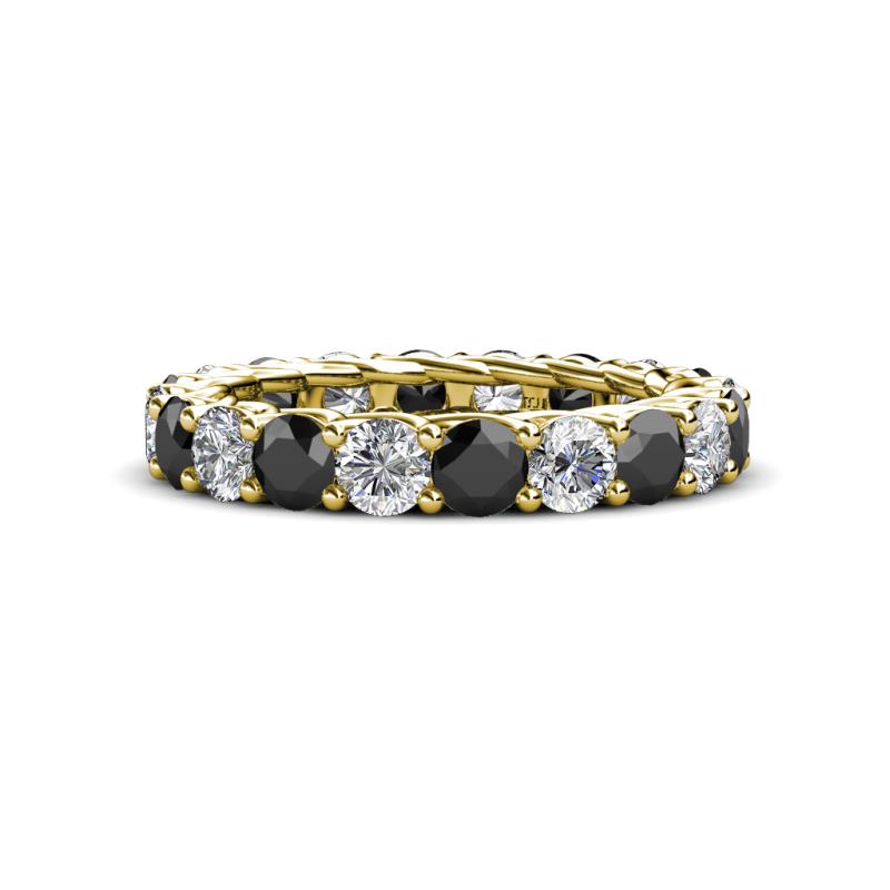 Lucida 4.10 ctw (3.80 mm) Round Black Diamond and Natural Diamond Eternity Band 