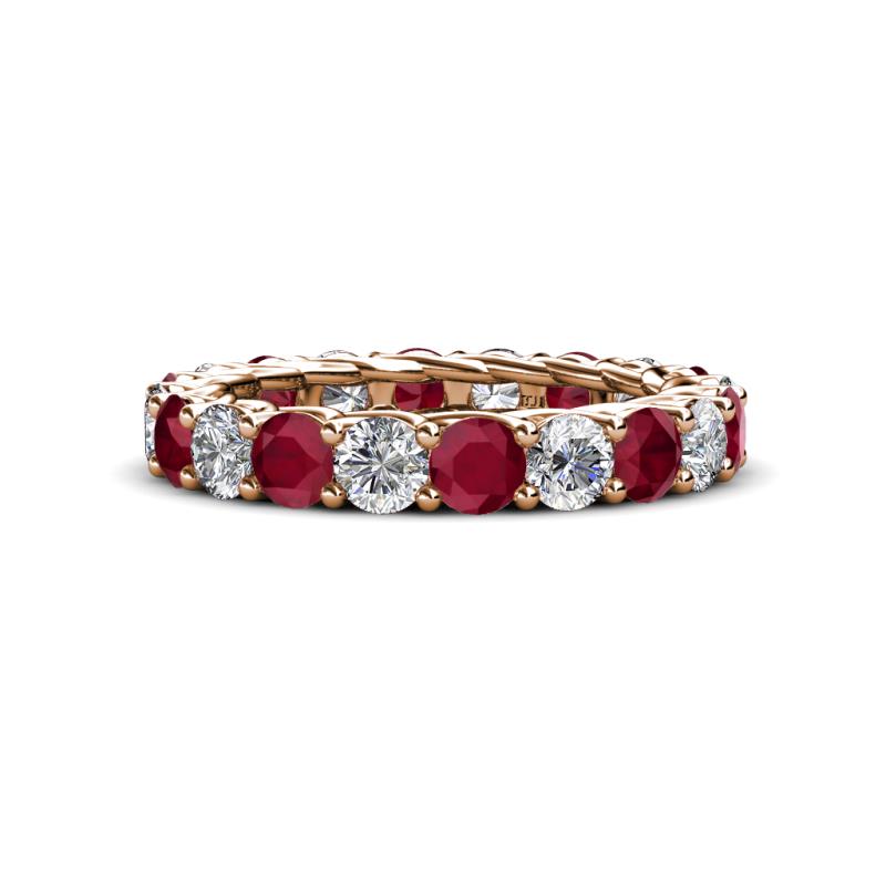 Lucida 4.10 ctw (3.80 mm) Round Ruby and Natural Diamond Eternity Band 