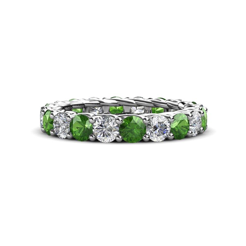 Lucida 4.31 ctw (3.80 mm) Round Green Garnet and Natural Diamond Eternity Band 