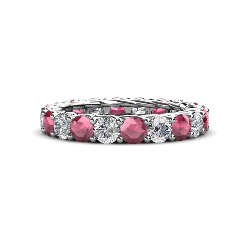 Lucida 4.31 ctw (3.80 mm) Round Rhodolite Garnet and Natural Diamond Eternity Band 