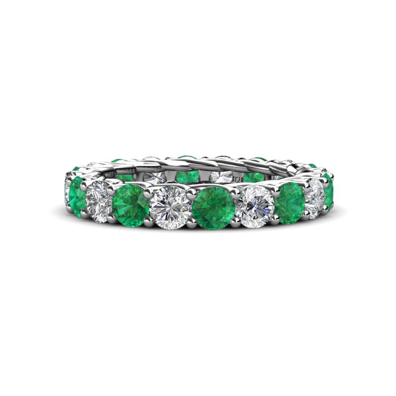 Lucida 3.80 ctw (3.80 mm) Round Emerald and Natural Diamond Eternity Band 