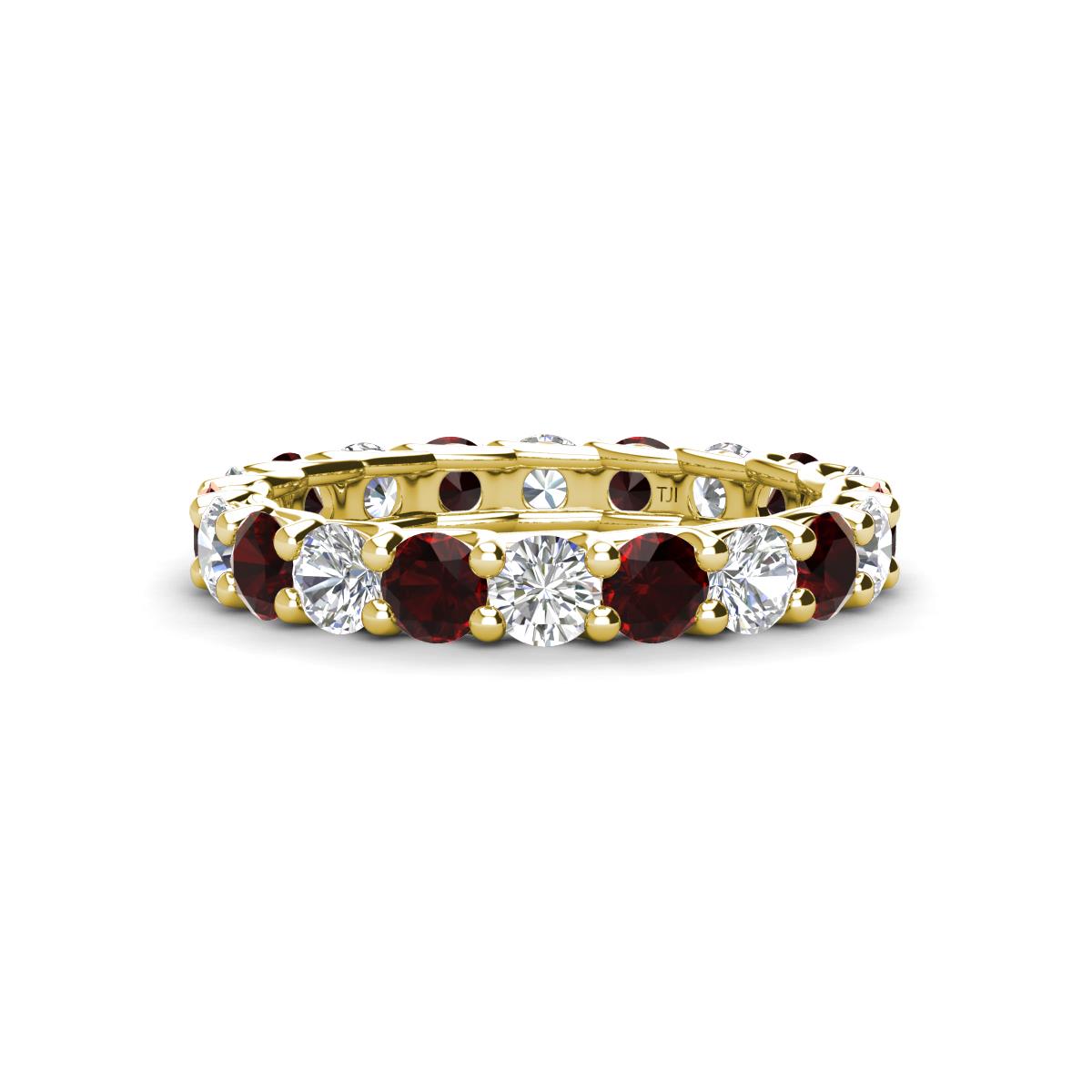 Laida 3.40 mm Red Garnet and Diamond Eternity Band 