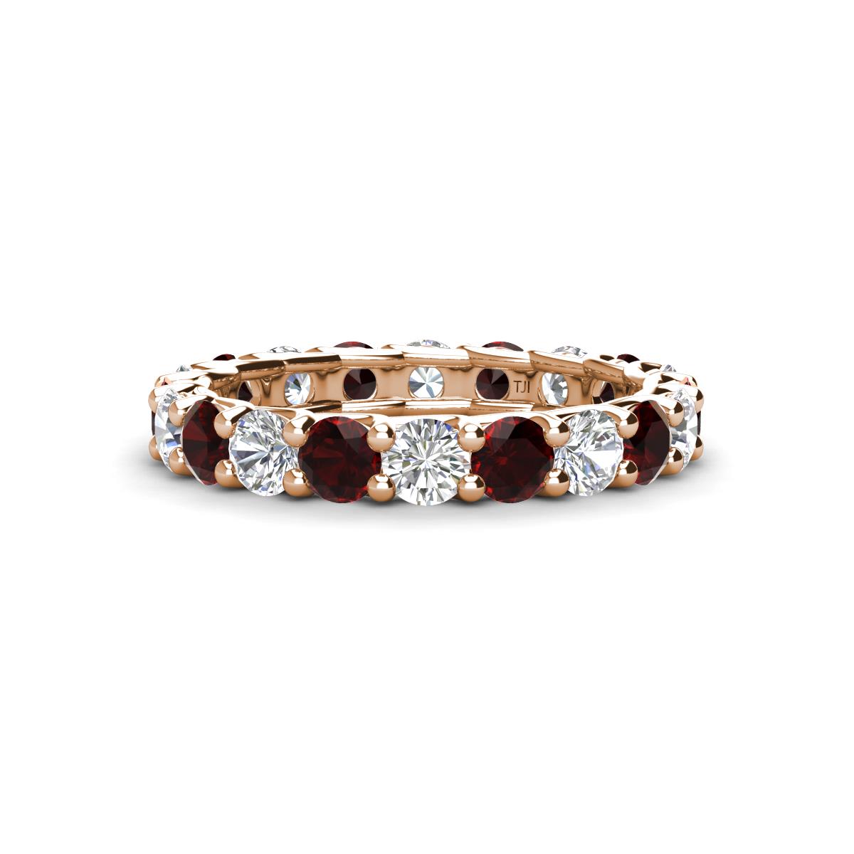 Laida 3.40 mm Red Garnet and Diamond Eternity Band 