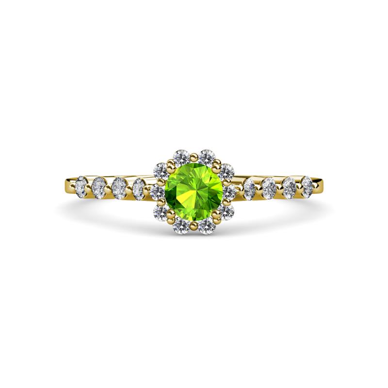 Amabel Peridot and Diamond Halo Bridal Set Ring 