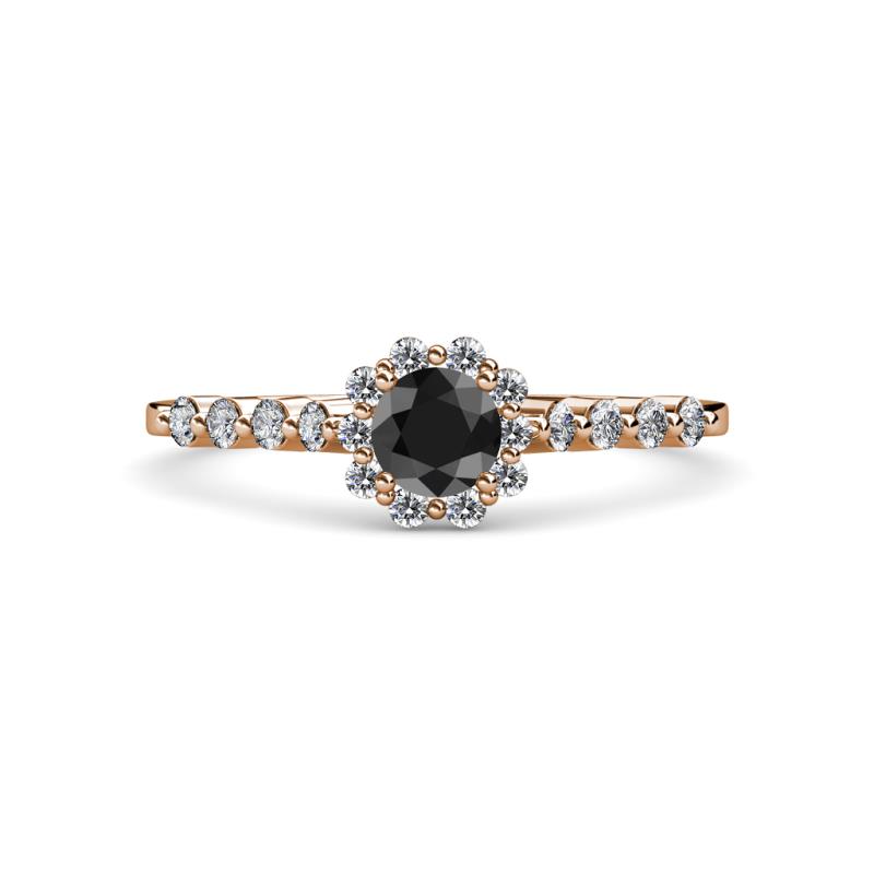 Amabel Black and White Diamond Halo Bridal Set Ring 