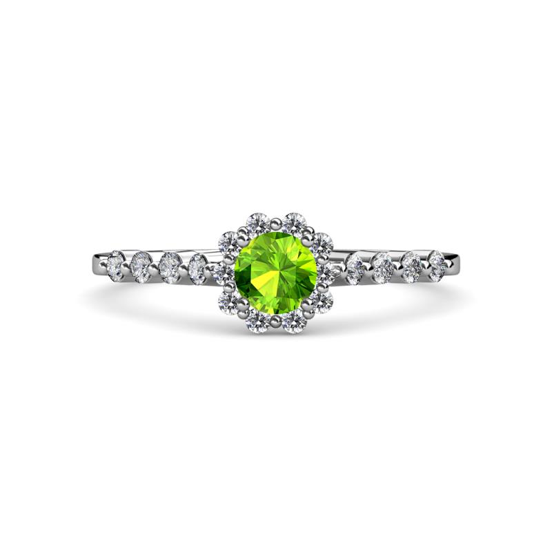 Amabel Peridot and Diamond Halo Bridal Set Ring 