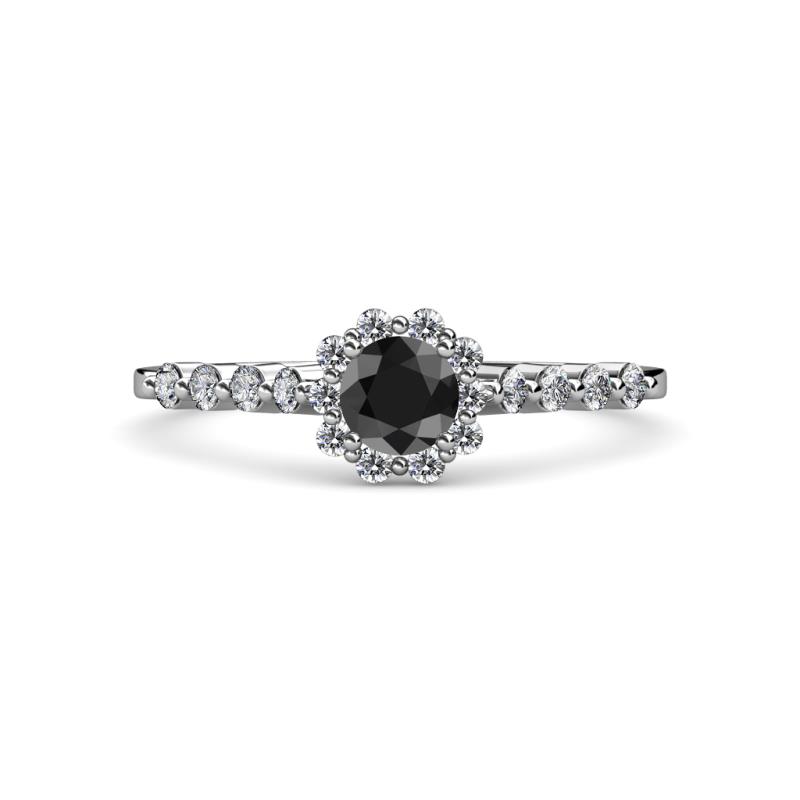 Amabel Black and White Diamond Halo Bridal Set Ring 