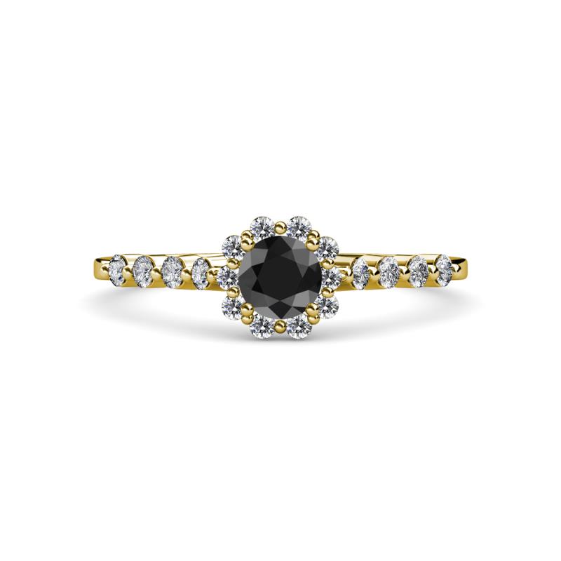 Amabel Black and White Diamond Halo Bridal Set Ring 