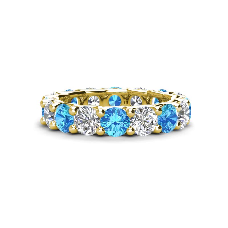 Laida 3.76 ctw (4.00 mm) Blue Topaz and Diamond Eternity Band 