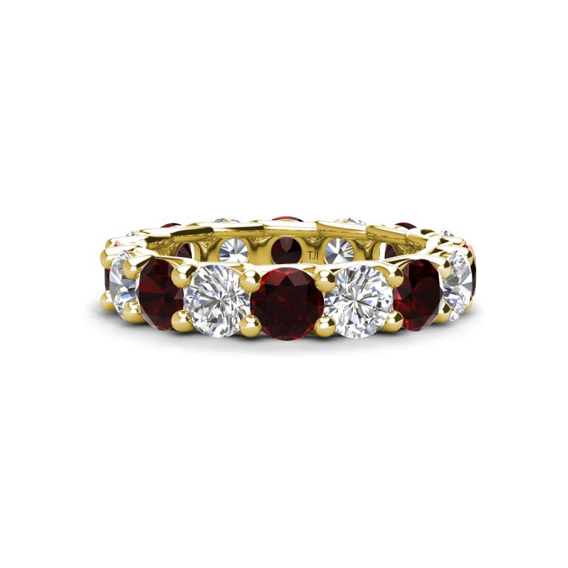Laida 4.56 ctw (4.00 mm) Red Garnet and Diamond Eternity Band 