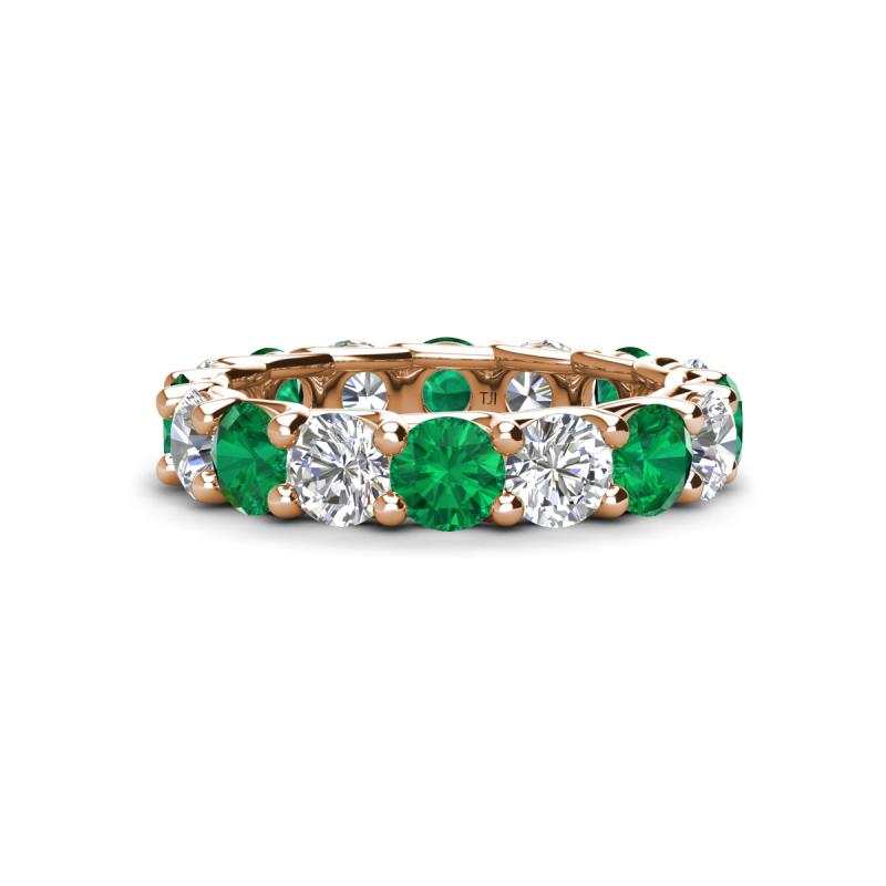 Laida 4.00 ctw (4.00 mm) Emerald and Diamond Eternity Band 