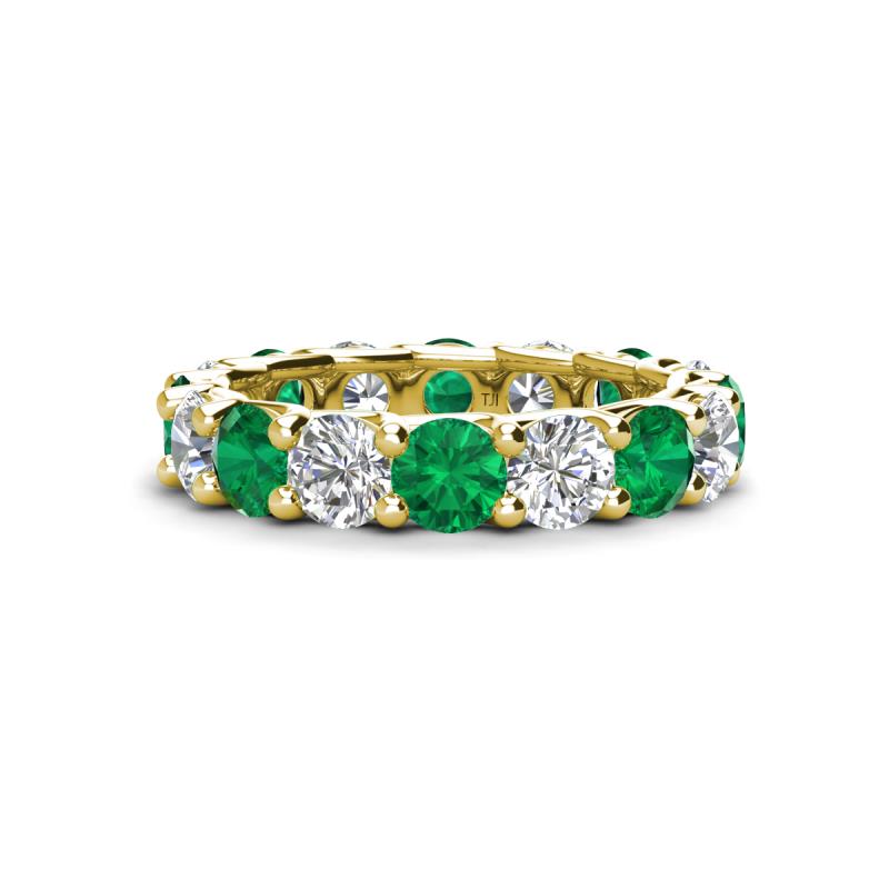 Laida 4.00 ctw (4.00 mm) Emerald and Diamond Eternity Band 