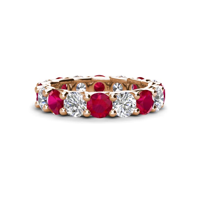 Laida 4.10 ctw (4.00 mm) Ruby and Diamond Eternity Band 