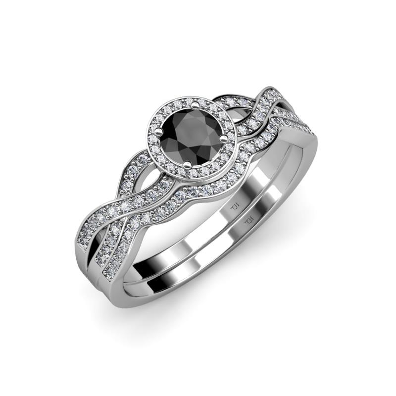 Keyara 1.33 ctw Black Diamond Accented Natural Diamonds Halo Bridal Set Ring  