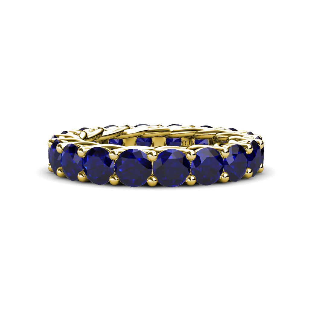 Lucida 4.00 mm Round Blue Sapphire U Prong Eternity Band 