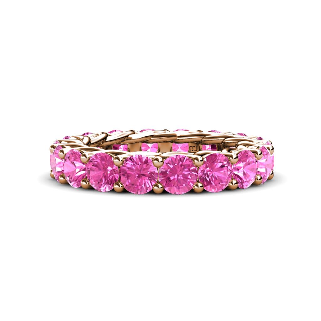 Lucida 4.00 mm Round Pink Sapphire U Prong Eternity Band 