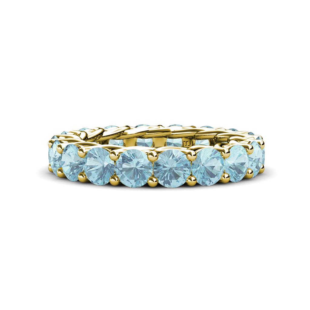 Lucida 4.00 mm Round Aquamarine U Prong Eternity Band 
