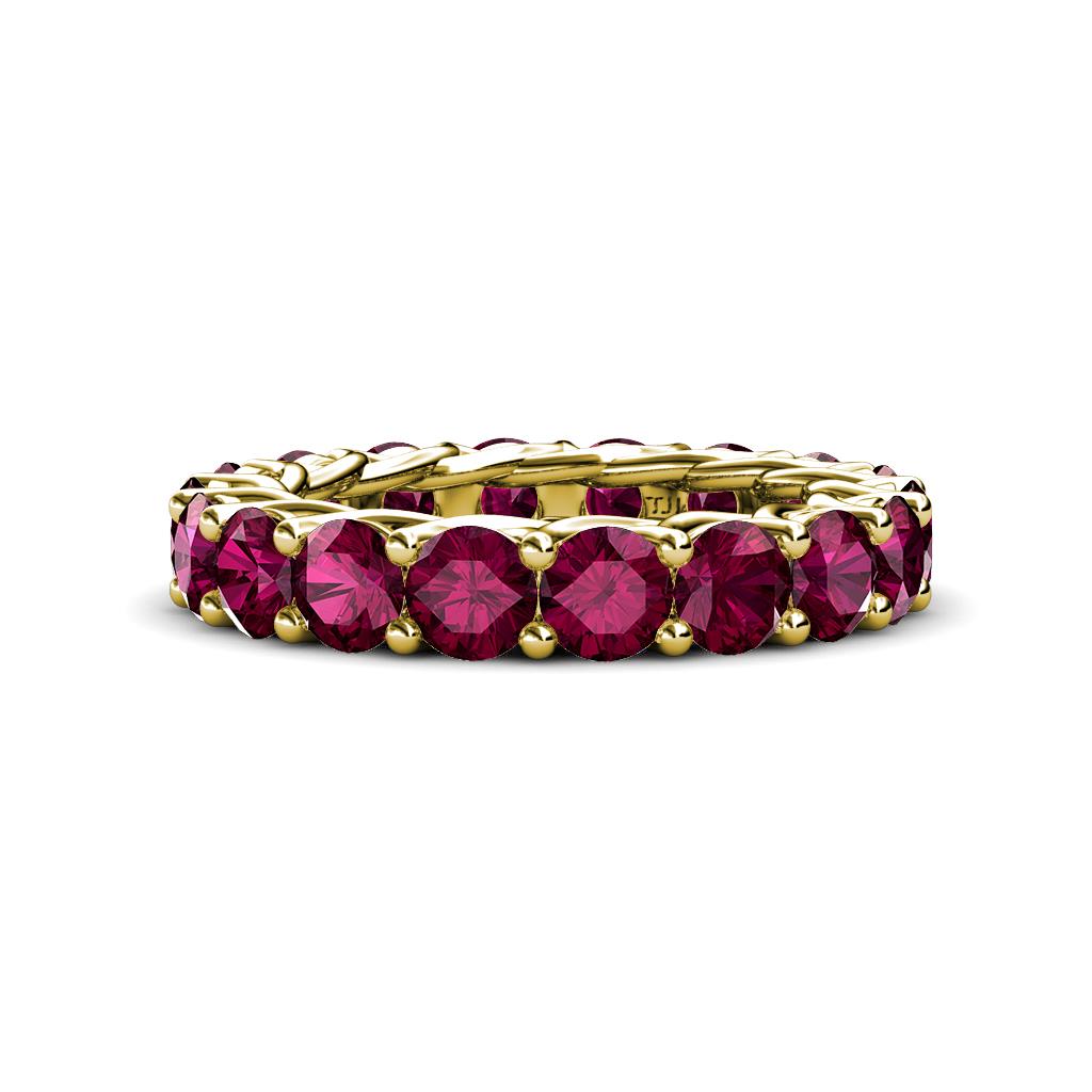 Lucida 4.00 mm Round Rhodolite Garnet U Prong Eternity Band 
