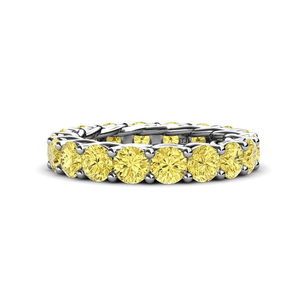 Lucida 4.00 mm Round Yellow Sapphire U Prong Eternity Band 