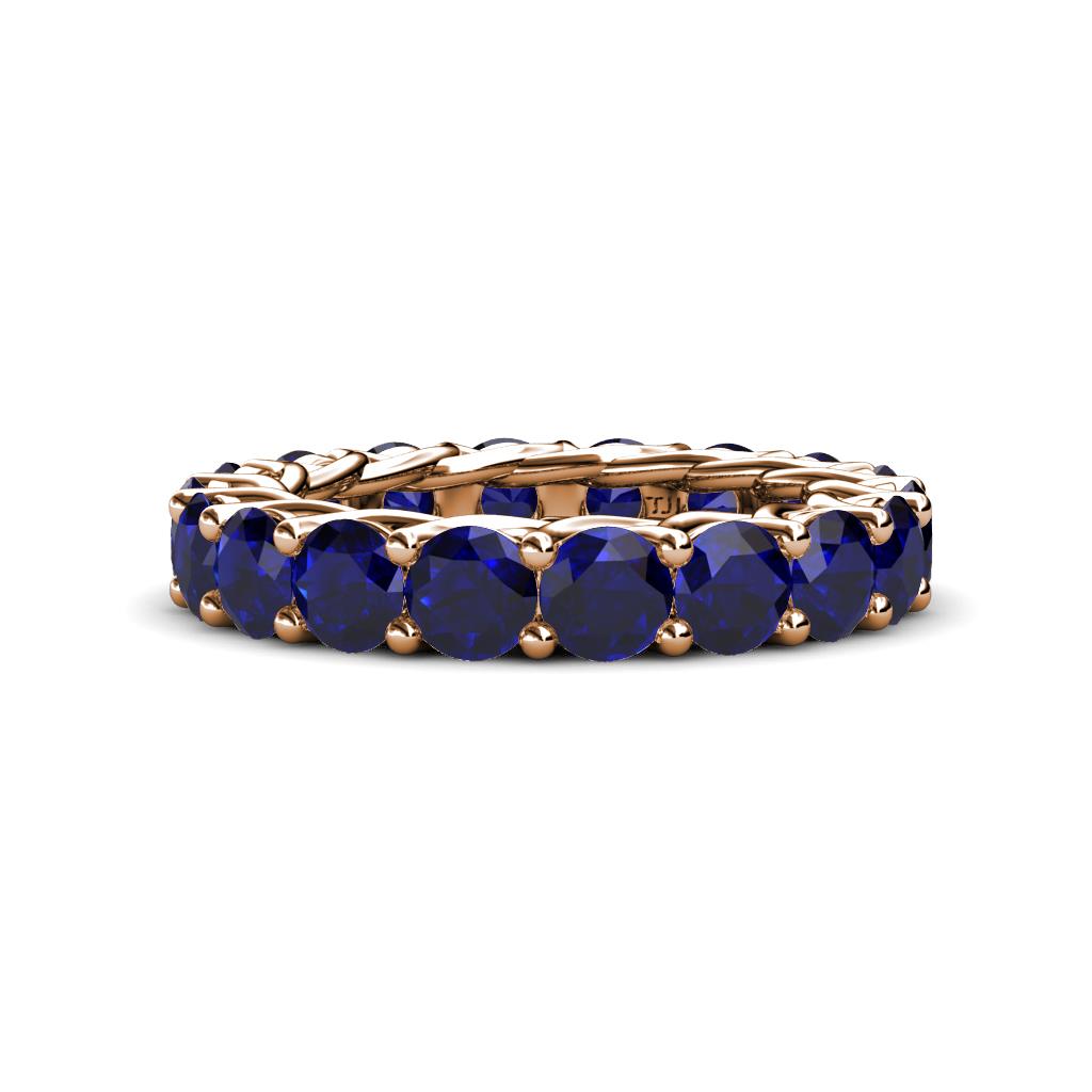 Lucida 4.00 mm Round Blue Sapphire U Prong Eternity Band 