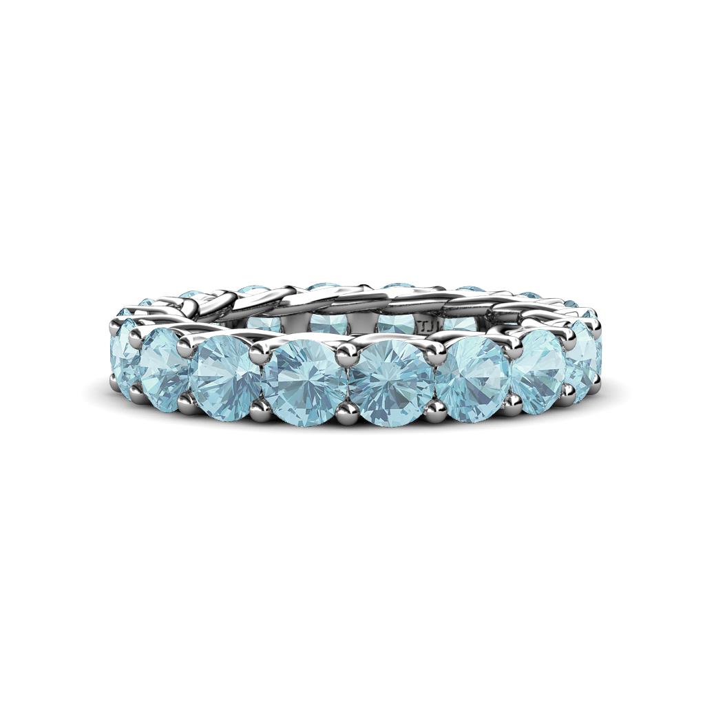 Lucida 4.00 mm Round Aquamarine U Prong Eternity Band 