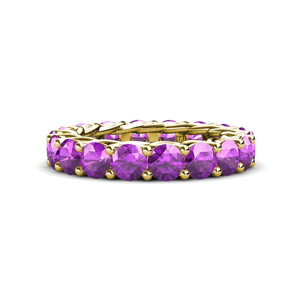 Lucida 4.00 mm Round Amethyst U Prong Eternity Band 