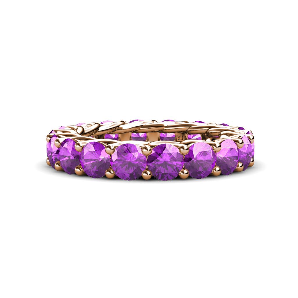 Lucida 4.00 mm Round Amethyst U Prong Eternity Band 